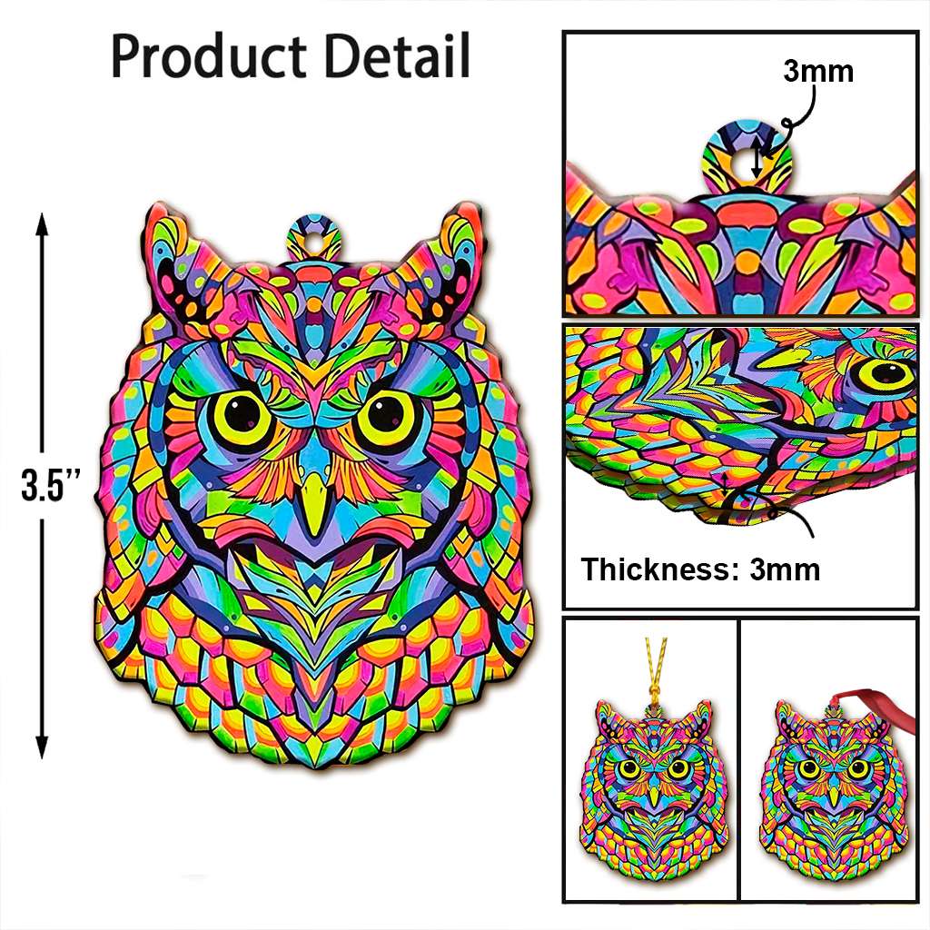 Vibrant Hippie Owl - Owl Ornament (Printed On Both Sides) 1122