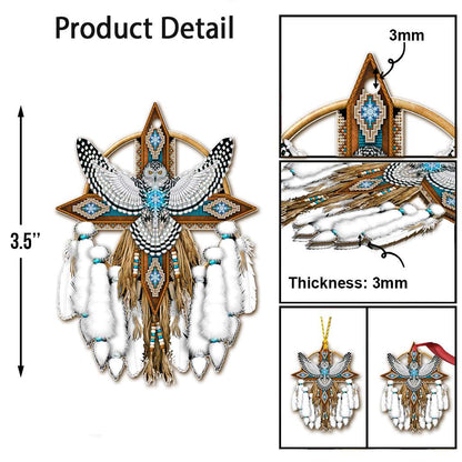 White Dream Catcher Native America Owl - Owl Ornament (Printed On Both Sides) 1122