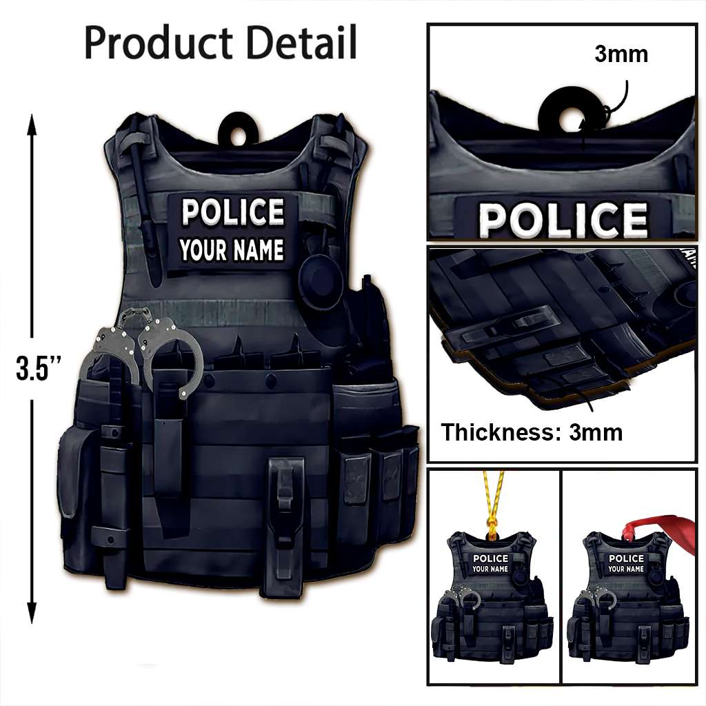 Police Bullet Proof Vest - Personalized Police Officer Ornament (Printed On Both Sides) 1022