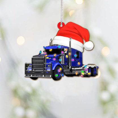 Truck Christmas Lights Trucker - Trucker Ornament (Printed On Both Sides) 1022