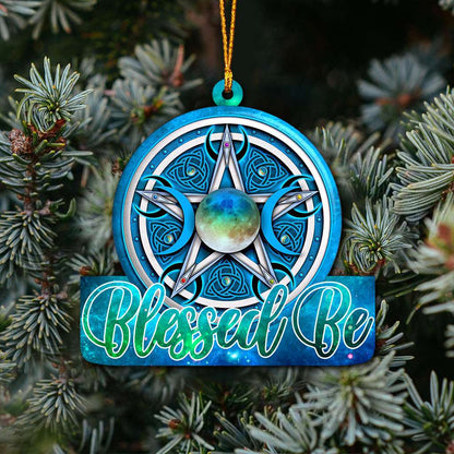 Blue Celtic Pentacle Blessed Be Wicca - Witch Ornament (Printed On Both Sides) 1022