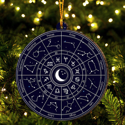 Zodiac Astrology Circle - Witch Ornament (Printed On Both Sides) 1022