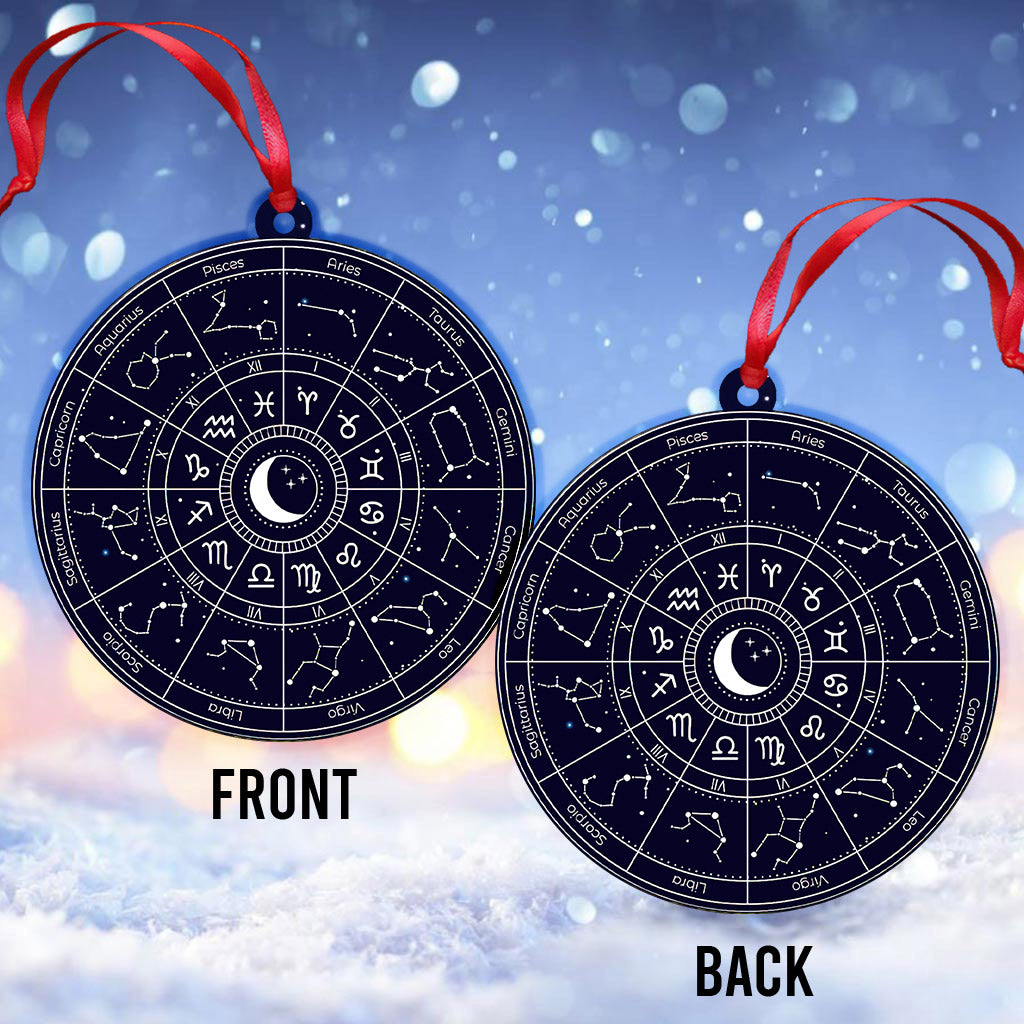 Zodiac Astrology Circle - Witch Ornament (Printed On Both Sides) 1022