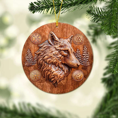 Wolf Viking - Wolf Ornament (Printed On Both Sides) 1022