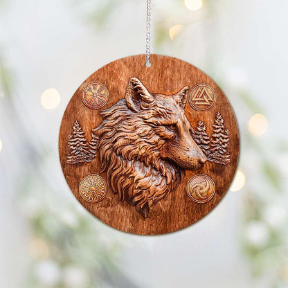 Wolf Viking - Wolf Ornament (Printed On Both Sides) 1022