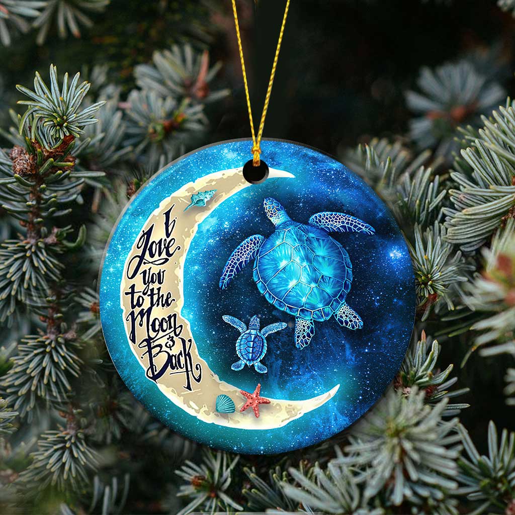 Turtle I Love You To The Moon Turtle - Round Aluminium Ornament (Printed On Both Sides) 1122