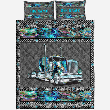 Love Truck Driver - Personalized Trucker Quilt Set