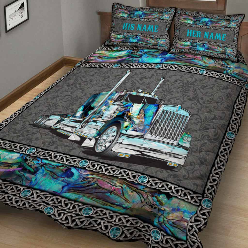 Love Truck Driver - Personalized Trucker Quilt Set