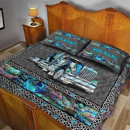 Love Truck Driver - Personalized Trucker Quilt Set