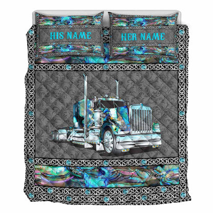 Love Truck Driver - Personalized Trucker Quilt Set