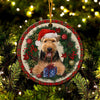 Welsh Terrier Red Christmas Wreath - Dog Ornament (Printed On Both Sides) 1122