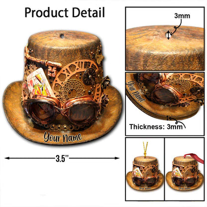 Gear Hat - Personalized Christmas Steampunk Ornament (Printed On Both Sides)