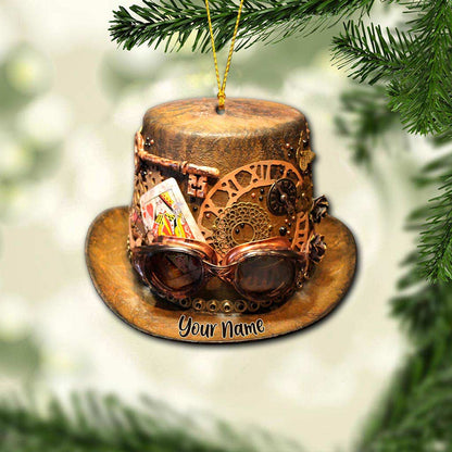 Gear Hat - Personalized Christmas Steampunk Ornament (Printed On Both Sides)