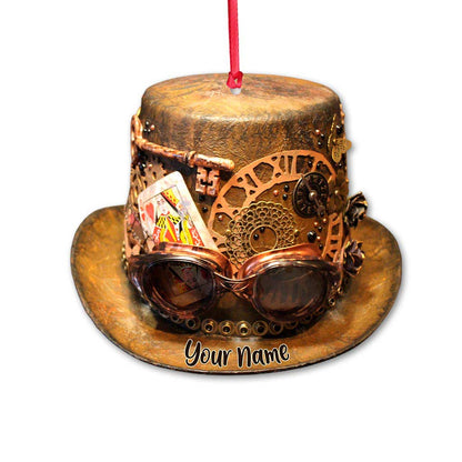 Gear Hat - Personalized Christmas Steampunk Ornament (Printed On Both Sides)