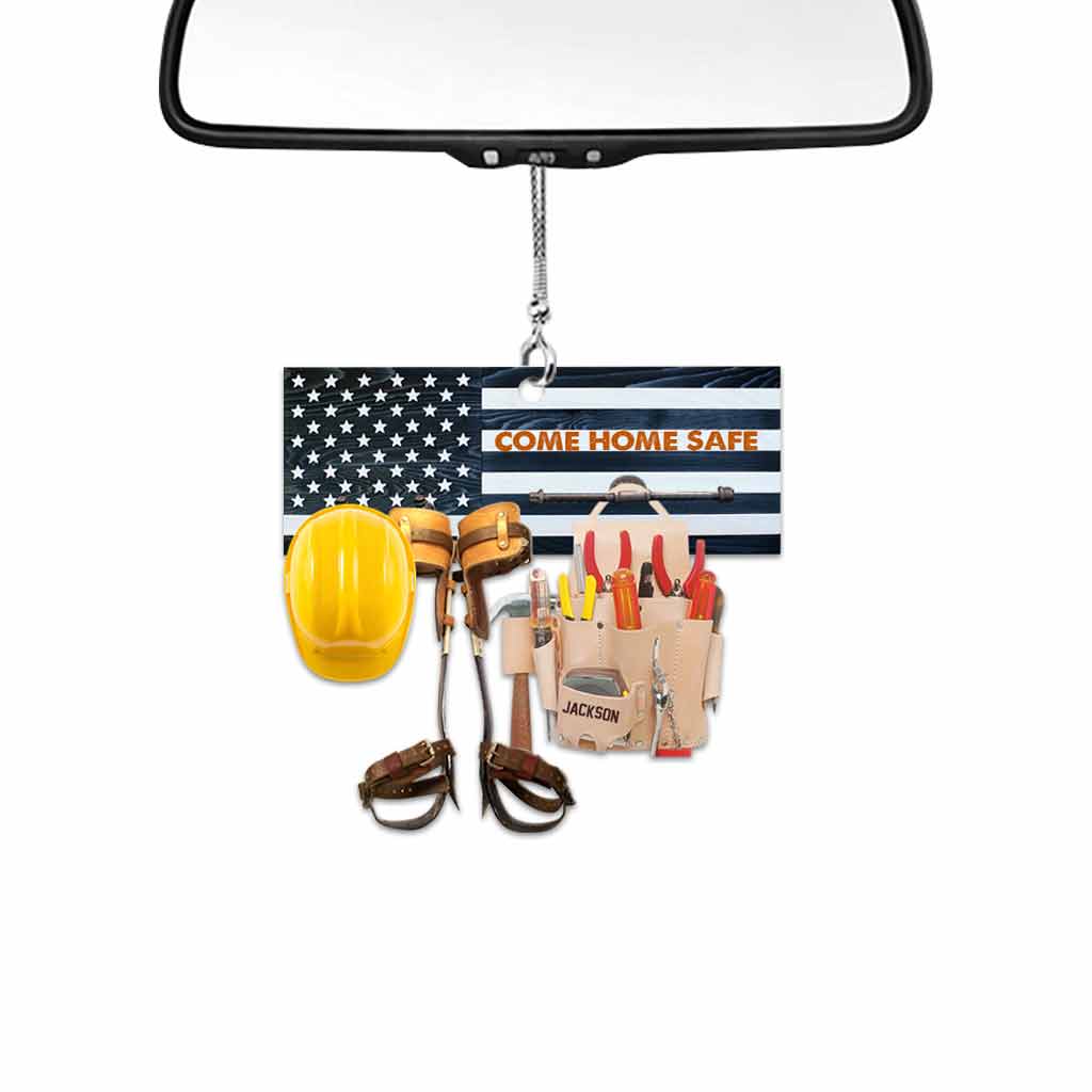 Come Home Safe - Personalized Lineman Transparent Car Ornament