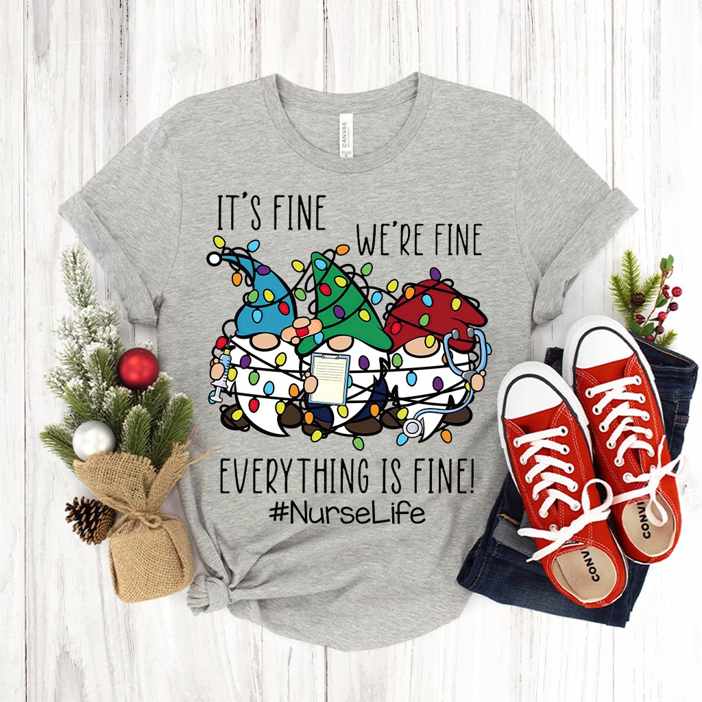 I’m Fine - Christmas Nurse T-shirt and Hoodie