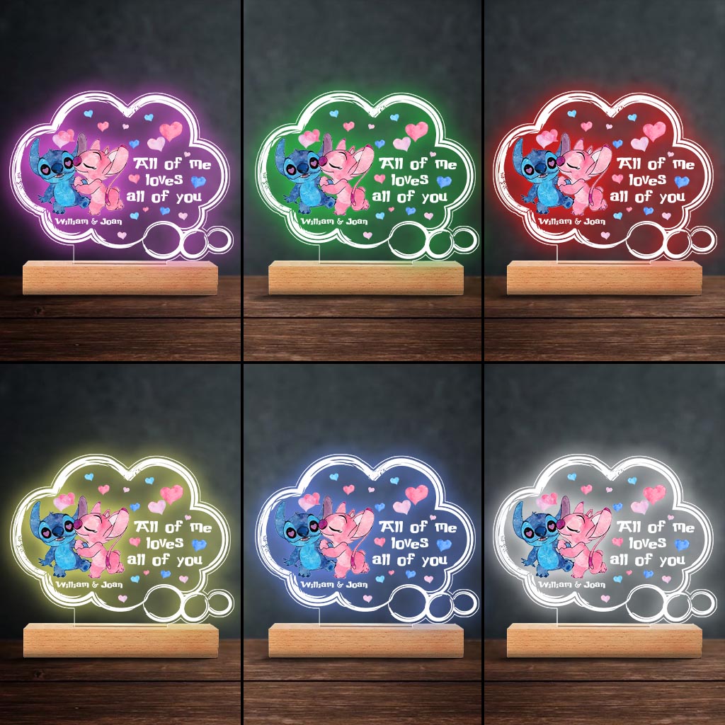 I'm Yours No Returns Or Refunds - Personalized Couple Ohana Shaped Plaque Light Base