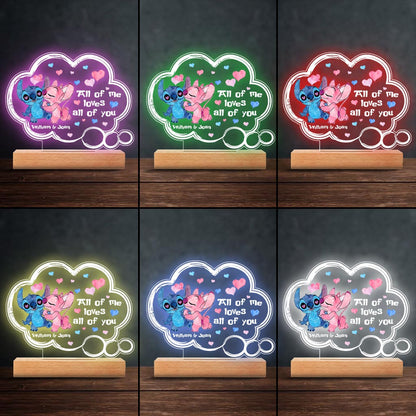 I'm Yours No Returns Or Refunds - Personalized Couple Ohana Shaped Plaque Light Base