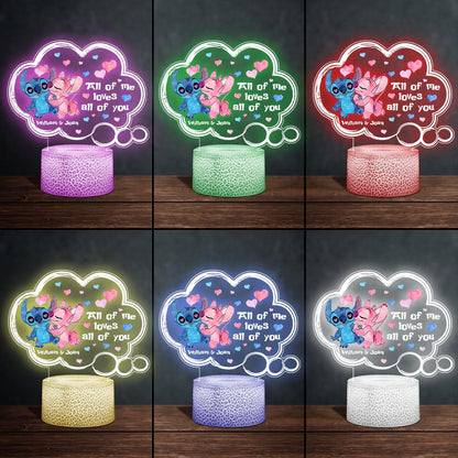 I'm Yours No Returns Or Refunds - Personalized Couple Ohana Shaped Plaque Light Base