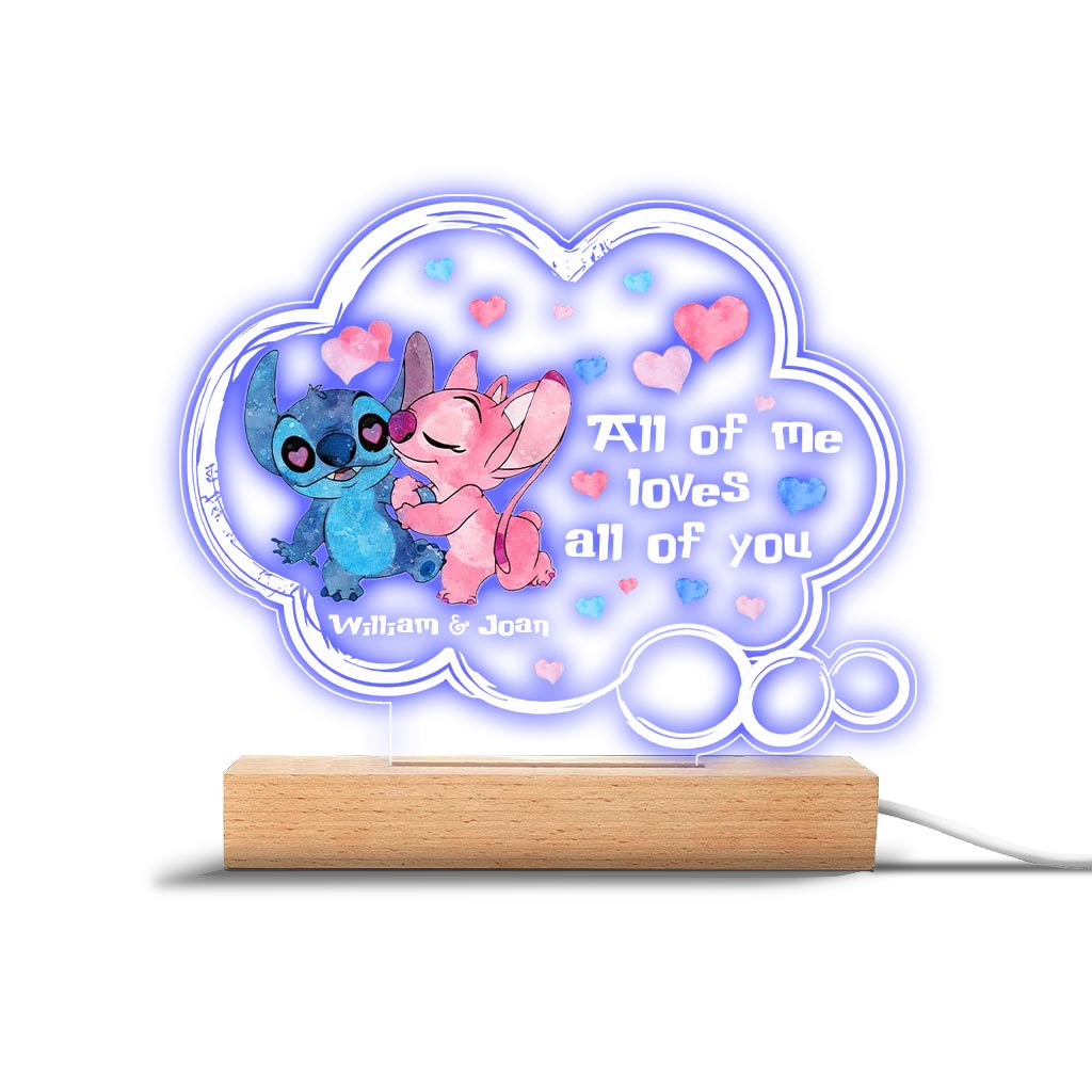 I'm Yours No Returns Or Refunds - Personalized Couple Ohana Shaped Plaque Light Base