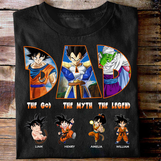 Dad The God The Myth The Legend - Personalized Seven Balls T-shirt and Hoodie