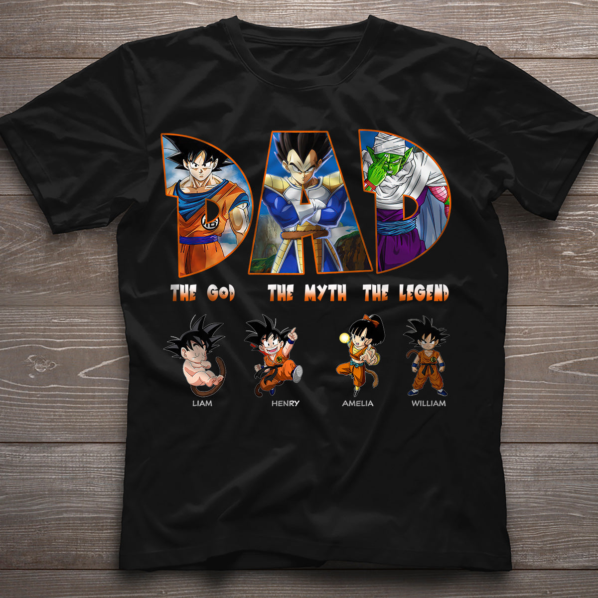 Dad The God The Myth The Legend - Personalized Seven Balls T-shirt and Hoodie