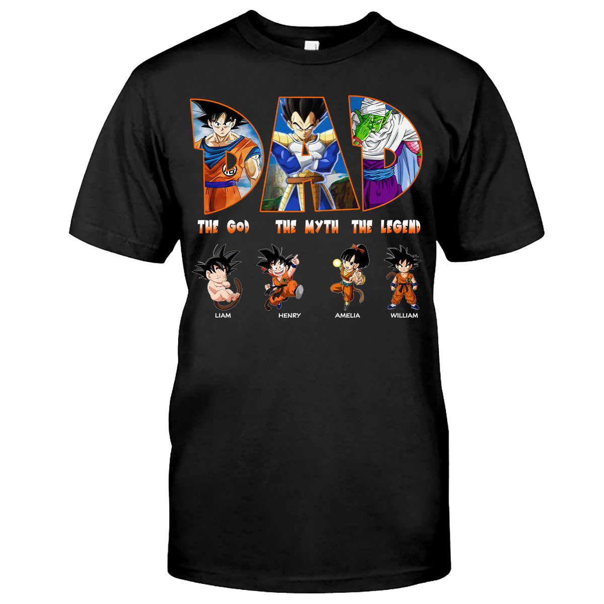 Dad The God The Myth The Legend - Personalized Seven Balls T-shirt and Hoodie