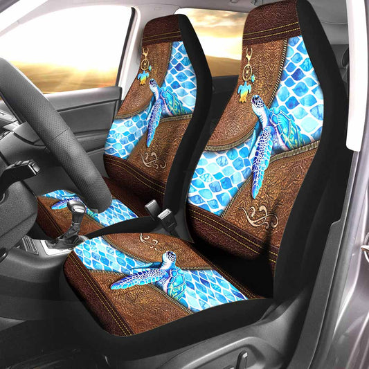 Salty Lil' Beach - Turtle Leather Pattern Print Seat Covers