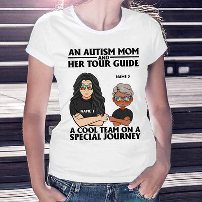 An Autism Mom And Her Tour Guide - Autism Awareness Personalized T-shirt And Hoodie