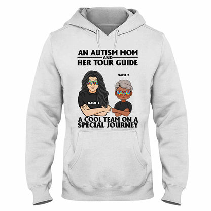 An Autism Mom And Her Tour Guide - Autism Awareness Personalized T-shirt And Hoodie