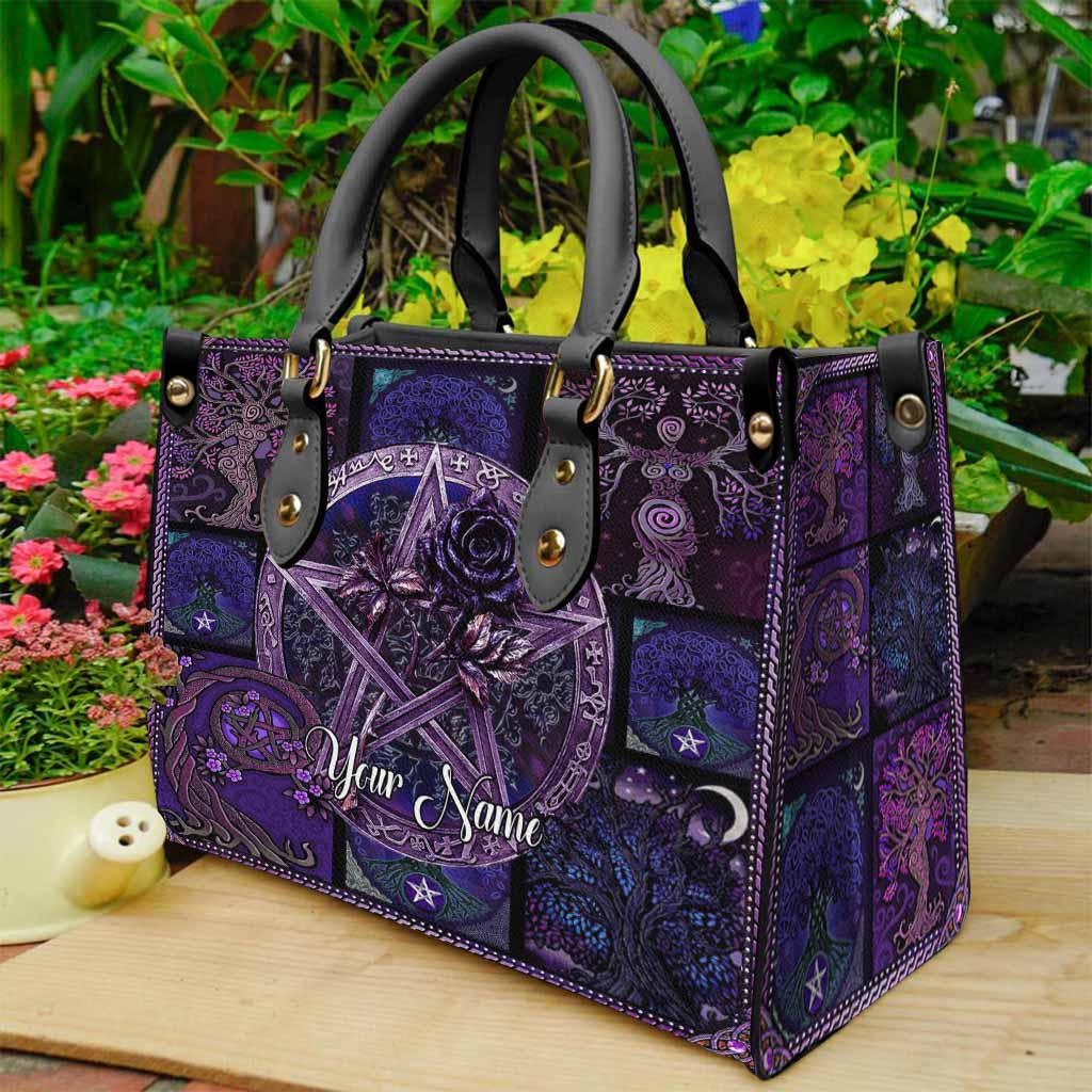 Magical Witch Roses Pentagram - Personalized Witch Leather Handbag