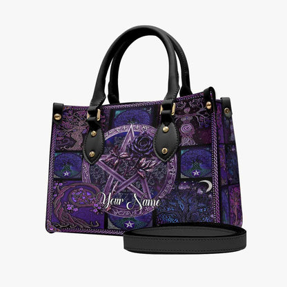 Magical Witch Roses Pentagram - Personalized Witch Leather Handbag