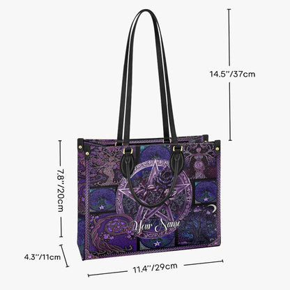 Magical Witch Roses Pentagram - Personalized Witch Leather Handbag