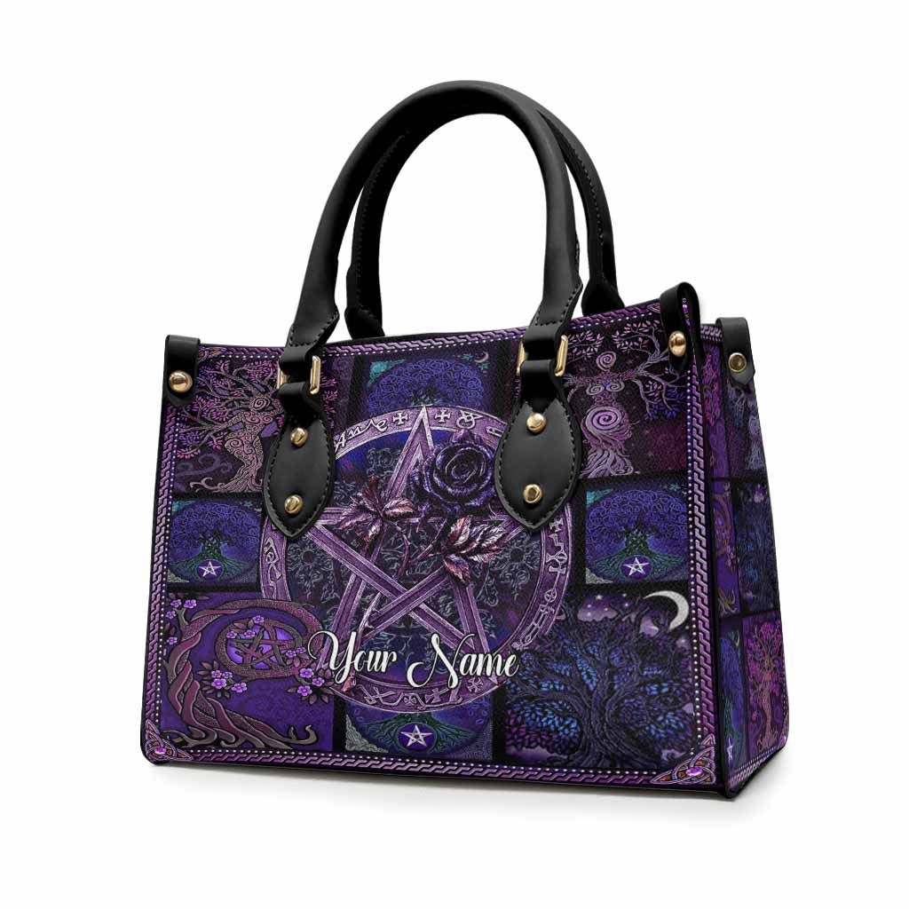 Magical Witch Roses Pentagram - Personalized Witch Leather Handbag