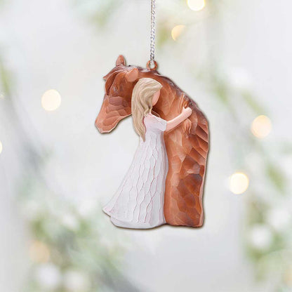 Love Horses - Christmas Horse Ornament With 3D Pattern Print (Printed On Both Sides)