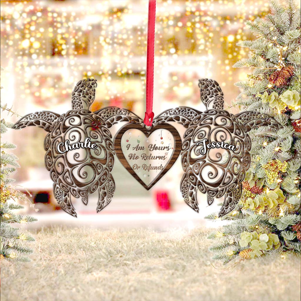 I'm Yours - Personalized Christmas Turtle Transparent Ornament