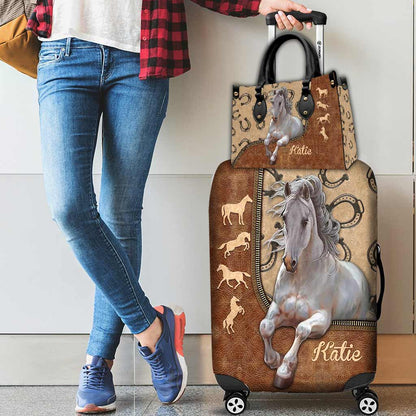 Love Horses - Personalized Horse Leather Handbag & Luggage Cover