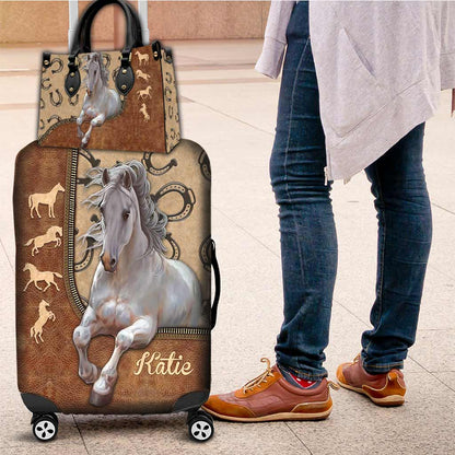 Love Horses - Personalized Horse Leather Handbag & Luggage Cover