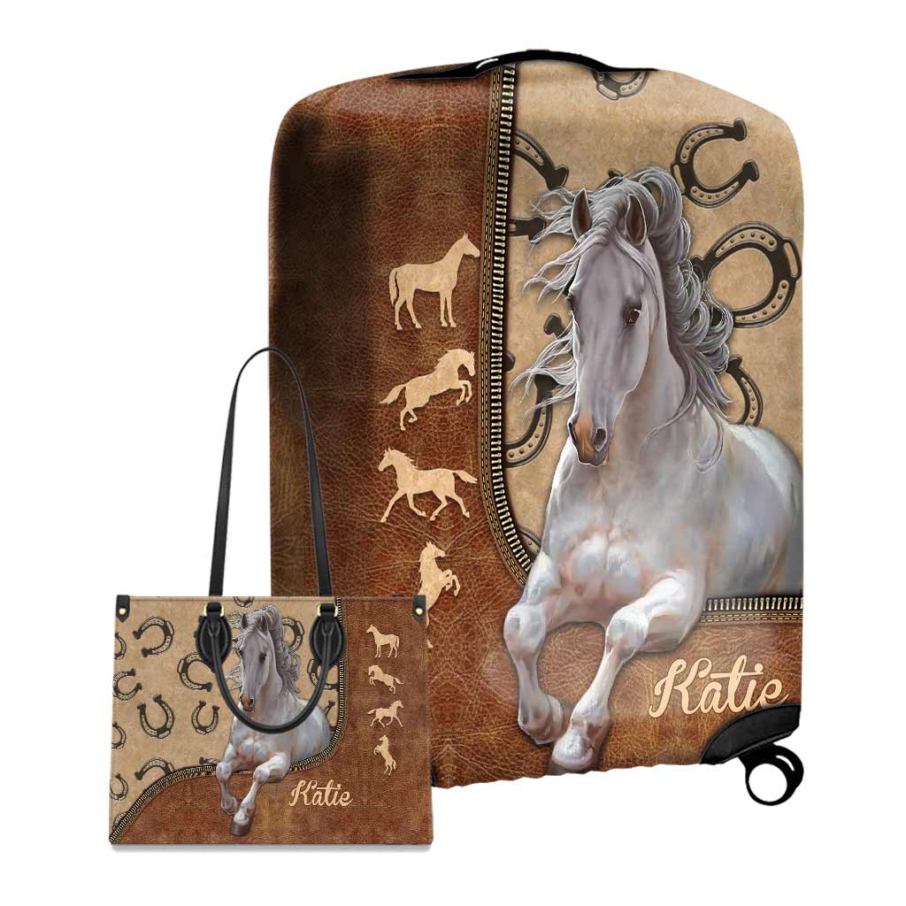 Love Horses - Personalized Horse Leather Handbag & Luggage Cover