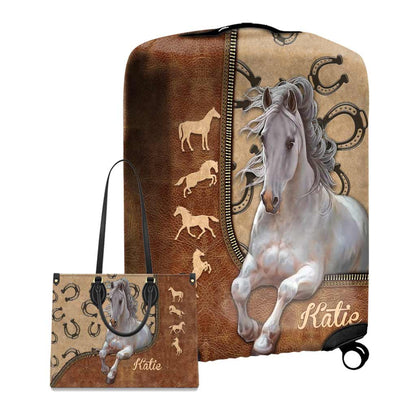 Love Horses - Personalized Horse Leather Handbag & Luggage Cover