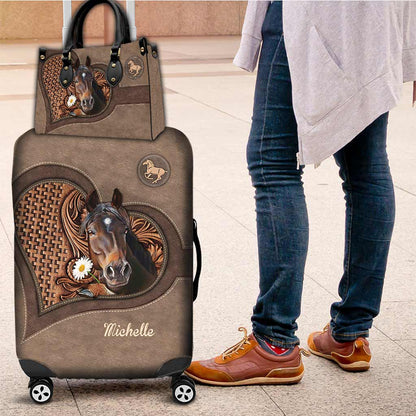 Love Horses - Personalized Horse Leather Handbag & Luggage Cover