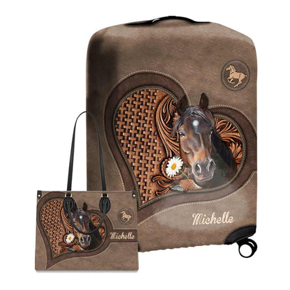 Love Horses - Personalized Horse Leather Handbag & Luggage Cover