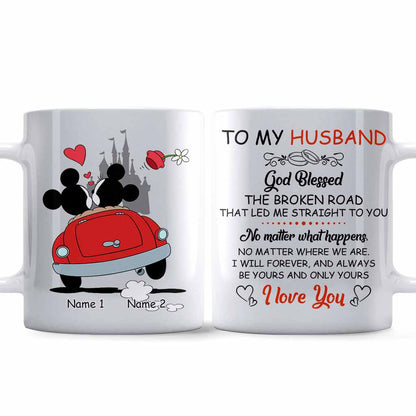 God Blessed The Broken Road That - Personalized Couple Mouse Mug