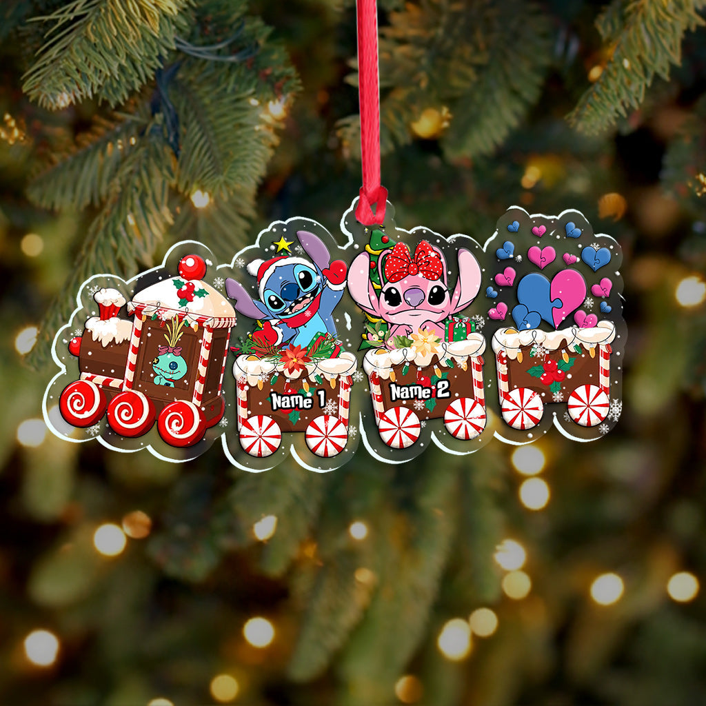 Merry Christmas Train - Personalized Christmas Ohana Transparent Ornament