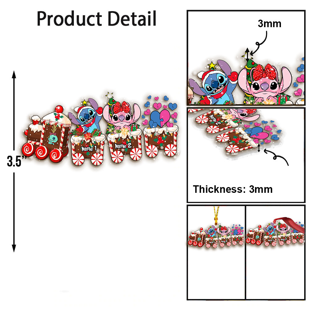 Merry Christmas Train - Personalized Christmas Ohana Transparent Ornament