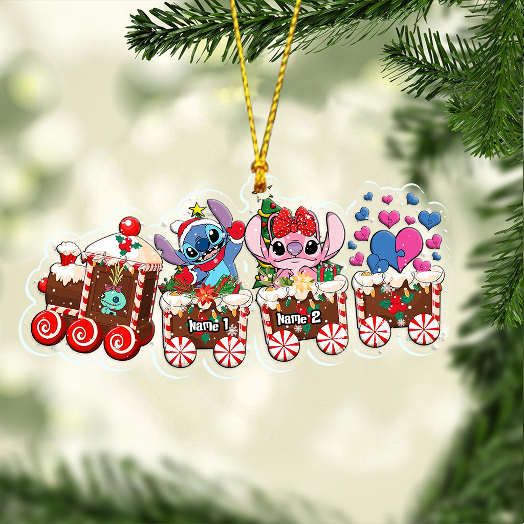 Merry Christmas Train - Personalized Christmas Ohana Transparent Ornament