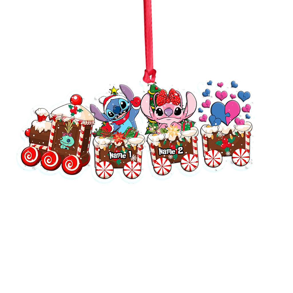 Merry Christmas Train - Personalized Christmas Ohana Transparent Ornament