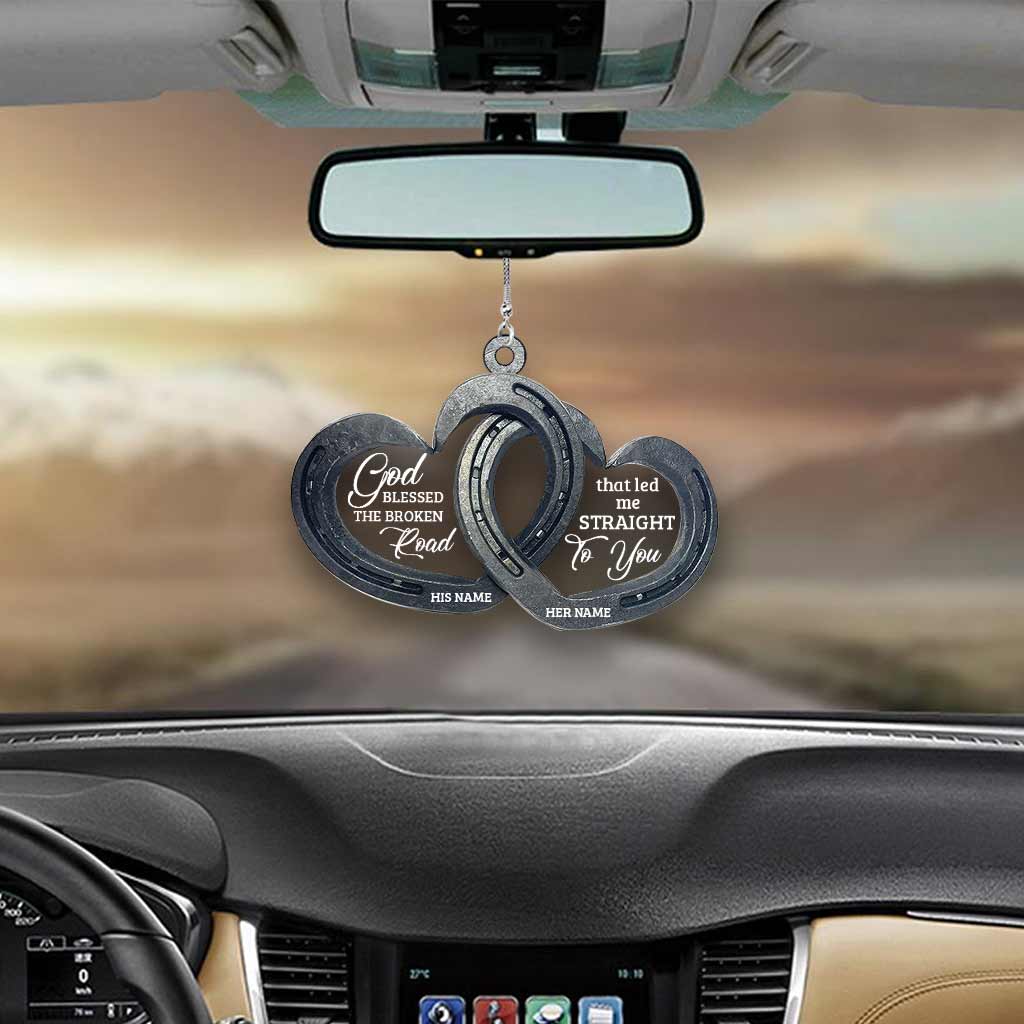 God Blessed The Broken Road - Personalized Couple Horse Transparent Car Ornament With 3D Pattern Print