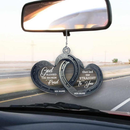 God Blessed The Broken Road - Personalized Couple Horse Transparent Car Ornament With 3D Pattern Print