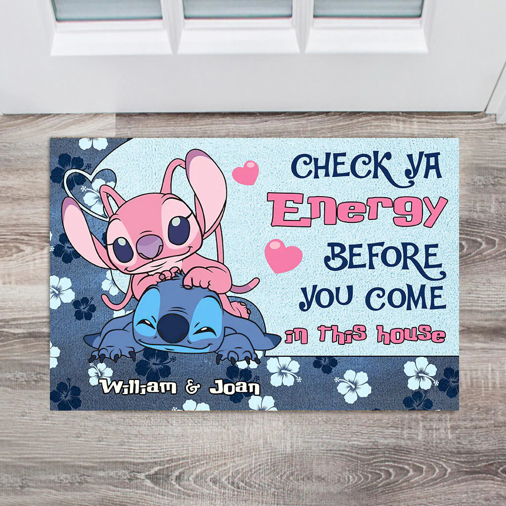 Check Ya Energy - Personalized Couple Ohana Doormat